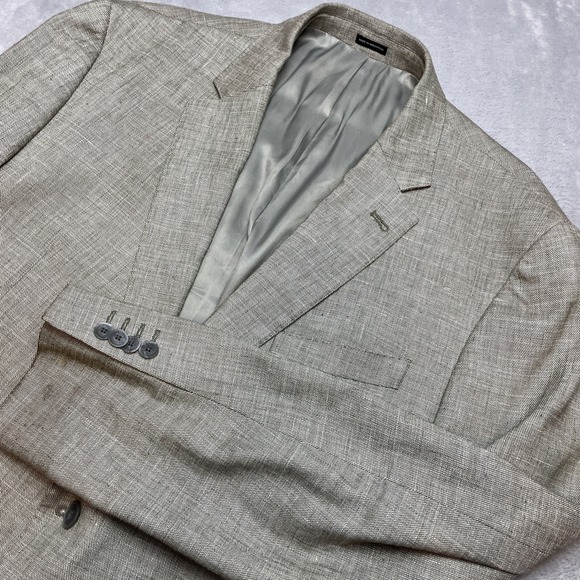 Joseph Abboud Nova Fides Suit Blazer Jacket‎ Mens 48L Gray Linen Blend Slim Fit